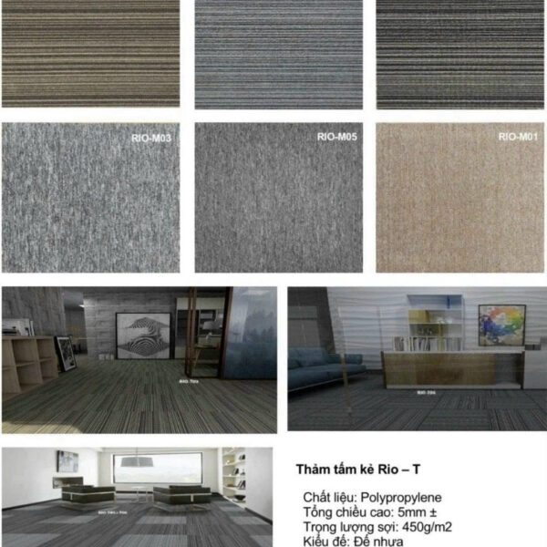 Thảm tấm kẻ Rio-T trải văn phòng